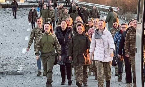 Ukrainian women released during a prisoner exchange with Russia on 17 October.