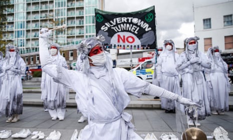 Protests against the Silvertown tunnel in east London.