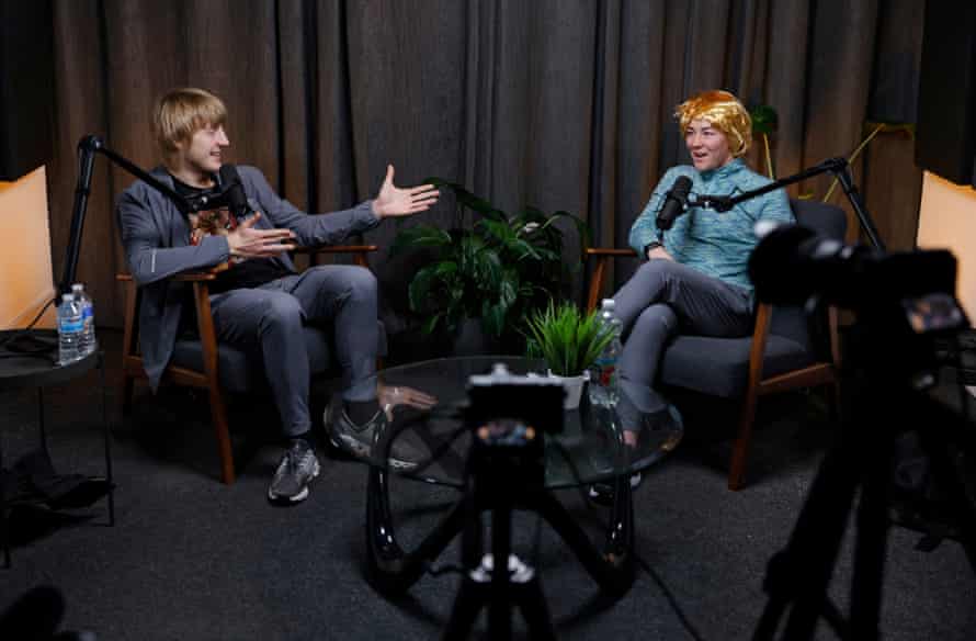 Paddy and Molly recording the Chattin' Pony podcast.
