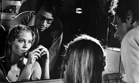 Peter Bogdanovich directing Cybill Shepherd in The Last Picture Show, 1971. The pair became a couple during shooting.