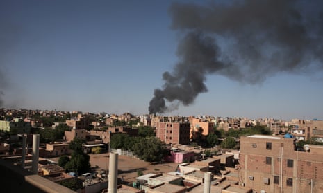 Smoke in Khartoum. Terrified Sudanese are fleeing their homes in the capital.