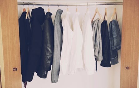 ‘Here’s a look in my closet, from a down jacket to a suit, some white shirts, and the few pairs of trousers that match in a simple style. I am aiming to create my own uniform with a signature style like Steve Jobs had.’