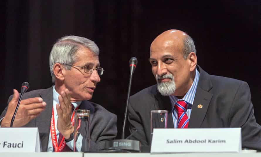 Anthony Fauci, left, and Salim Abdool Karim