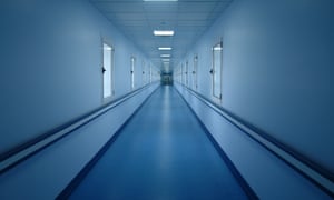 Long corridor in cold blue