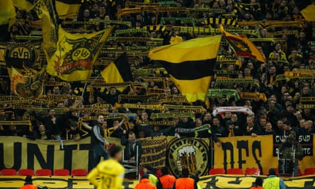 The seething yellow block of Borussia Dortmund fans at Wembley for their defeat by Tottenham.