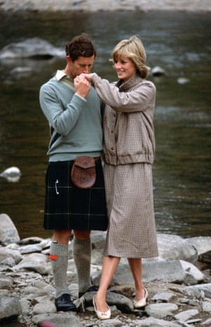 Charles and Diana during their honeymoon at Balmoral in Scotland, 1981. The princess is wearing a suit designed by Bill Pashley with pumps by the Chelsea Cobbler.