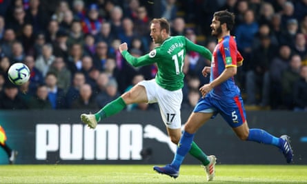 Glenn Murray scores Brighton’s first goal in their 2-1 win over Crystal Palace at Selhurst Park.