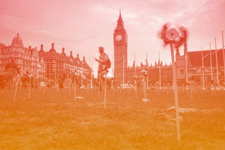 Climate change campaign in Parliament Square, London