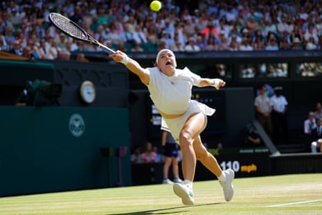 Karolina Muchova reaches out for a return.