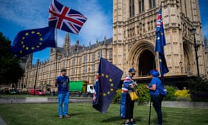 Protesters outside parliament during the debate on the EU withdrawal bill.
