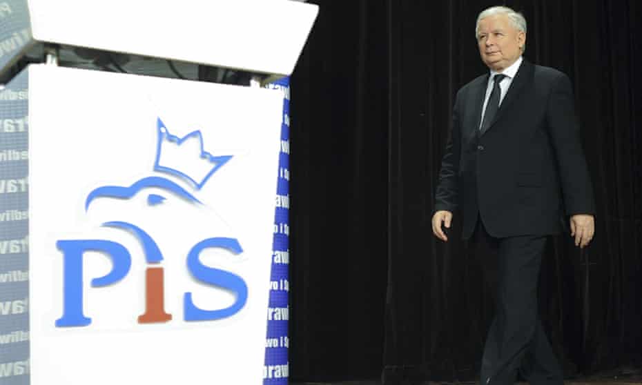 Jarosław Kaczyński, leader of Poland’s Law and Justice party, PiS, at a campaign meeting in Warsaw last weekend.