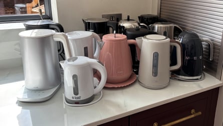 12 kettles on a kitchen worktop