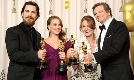 Christian Bale, Natalie Portman, Melissa Leo and Colin Firth at the 2011 Oscars.