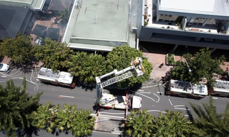 A shopping complex that is the scene of a fire on Barrenjoey Road in Newport, Sydney.