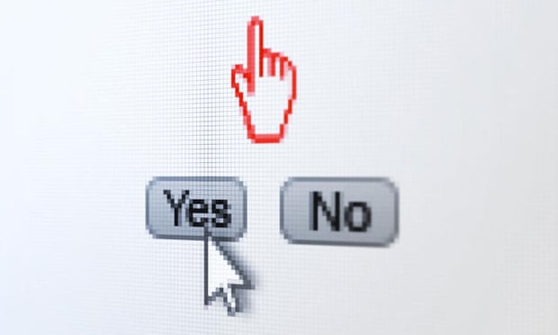 A computer mouse cursor selects yes on screen