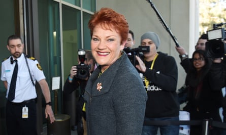 One Nation senator Pauline Hanson arrives at Parliament House in Canberra on Tuesday.