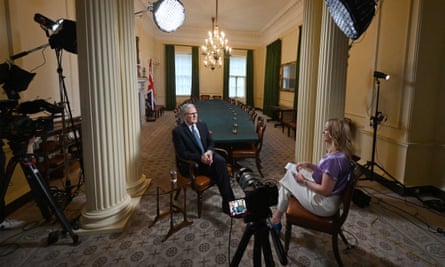 Keir Starmer during a recording inside 10 Downing Street with BBC journalist Laura Kuenssberg
