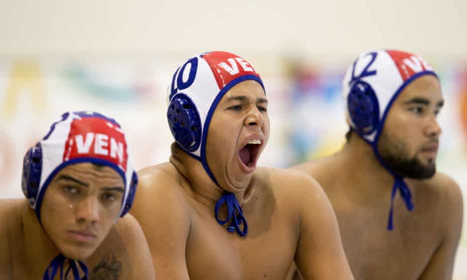 A Venezuelan water polo player yawns during a match. Academics cannot agree on the cause of yawning.