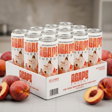A case of peach-flavored energy drink