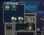 A rudimentary Windows-like interface is seen over the top of an 8-bit style video game that's mostly drawn with white lines.
