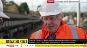 Boris Johnson being interviewed in Yorkshire today