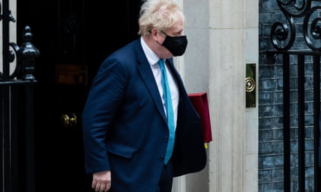 Boris Johnson leaving 10 Downing Street for PMQs on Wednesday.