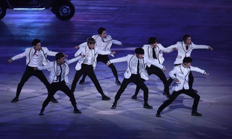 EXO perform during the Closing Ceremony of the PyeongChang 2018 Winter Olympic Games