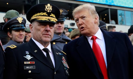 Donald Trump and Gen Mark Milley, who reportedly feared a coup by the president’s supporters.