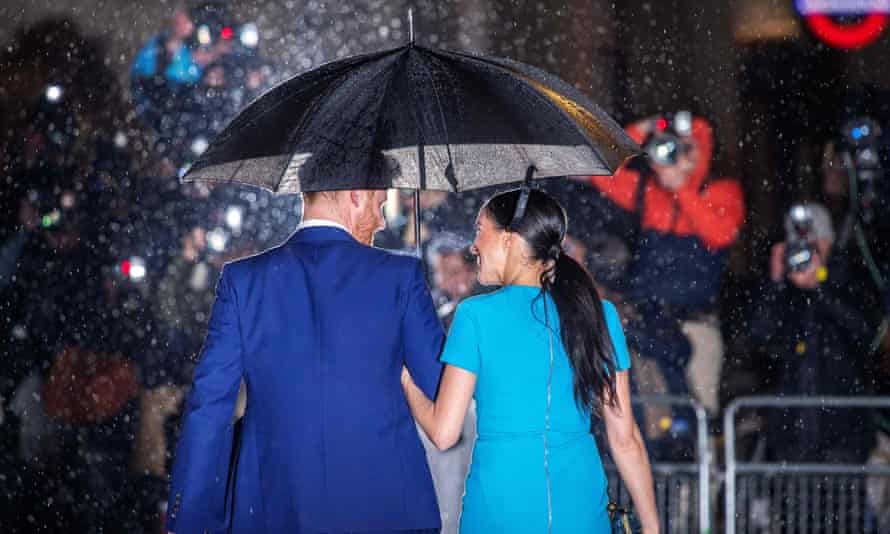El príncipe Harry y Meghan, duquesa de Sussex, llegan a los premios Endeavour Fund Awards en Londres, marzo de 2020.
