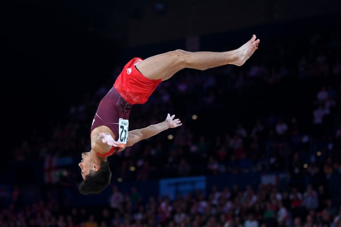 Jake Jarman leads in the gymnastics.