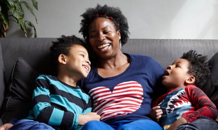Parenting blogger Uju Azika at home with her boys, when they were younger.