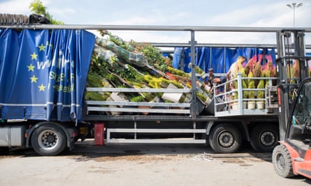 A Marini truck is loaded with plants at the Innocenti and Mangoni nursery in Pistoia, Italy