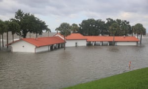 A pavilion is flooded in New Orleans, Louisiana.