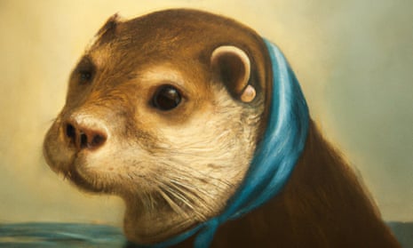 A sea otter in the style of Girl with a Pearl Earring by Johannes Vermeer, created with Dall-E.
