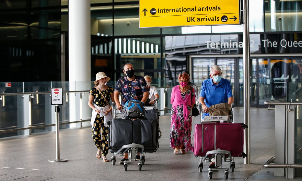 UK Border Force aims to check less than third of arrivals for test-and-trace forms | Politics | The Guardian