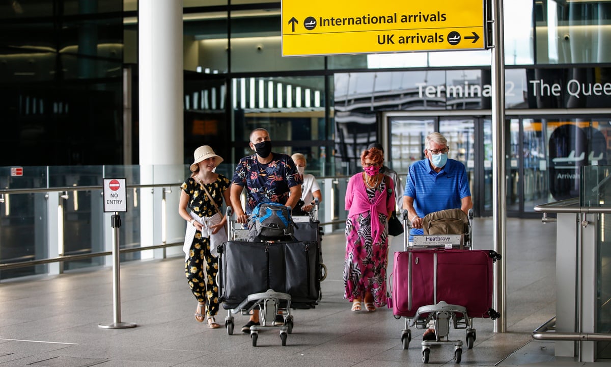 UK Border Force aims to check less than third of arrivals for  test-and-trace forms | Politics | The Guardian