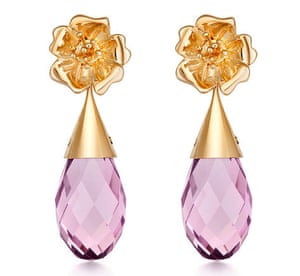 Liz Earle Jewellery Fairtrade Rose Yellow gold crystal earrings credjewellery.com.