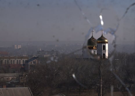 This photograph taken yesterday shows a church in Bakhmut, Donetsk region.