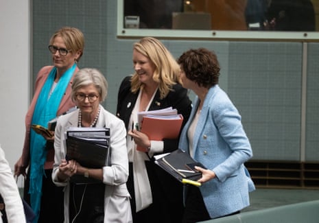 The member for North Sydney Kylea Tink leaves the chamber after question time, with her fellow independents