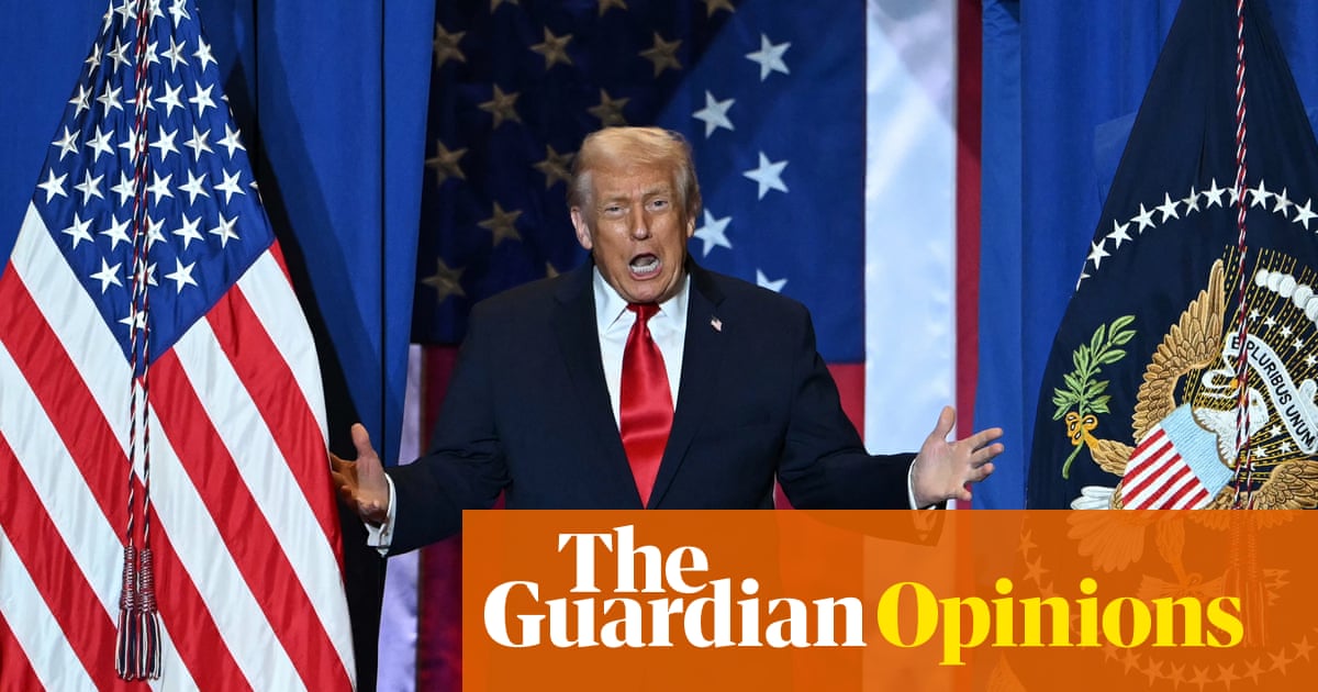 Trump explains the virtues of austerity while dressed as Santa's least favorite elf.