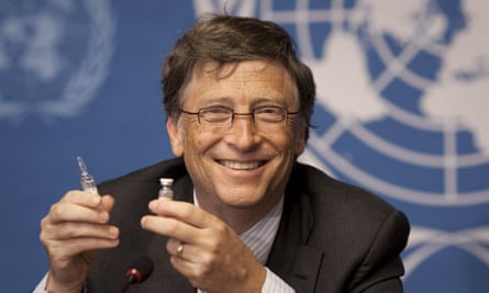 Bill Gates at the UN in 2011 with a meningitis vaccine his foundation helped fund. The jab has slashed rates of the disease in Africa, which has a 50% fatality rate