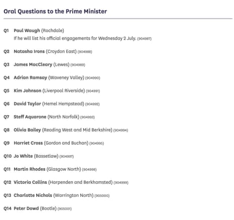 PMQs oral questions.