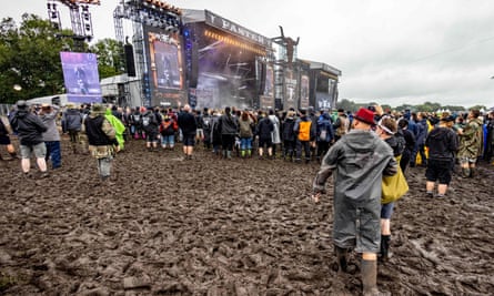 Festival-goers in front of the main stages at the Wacken Open Air music festival on 2 August in Germany.