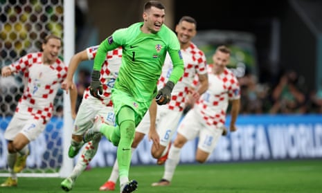 Dominik Livakovic became one of four goalkeepers in World Cup history to have made four shootout saves after Croatia’s quarter-final against Brazil.