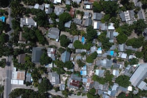 Betio, at the southern end of Tarawa, which has a population density as high as major cities of the world but with few structure over two-stories tall.