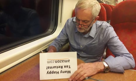 Jeremy Corbyn writing 25th birthday card to Amazon.