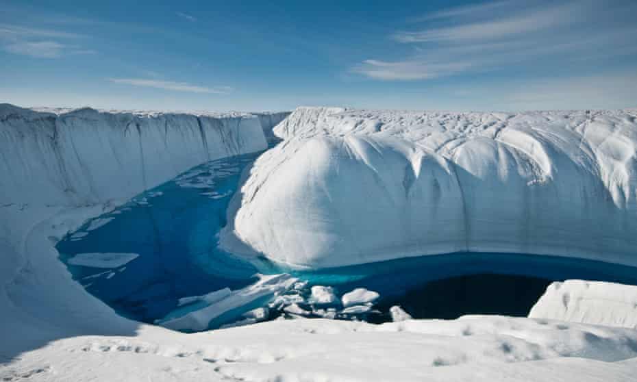 A meltwater canyon on the Greenland ice sheet