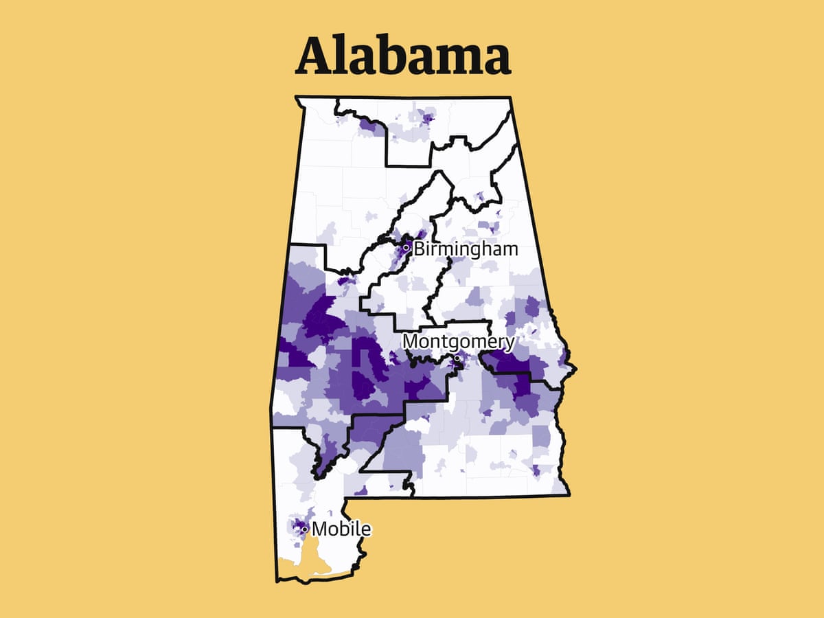 Alabama 7th District Map A Court Caught Republicans Discriminating Against Black Voters – Here's How | Alabama | The Guardian Alabama 7th District Map A Court Caught Republicans Discriminating Against Black Voters – Here's How | Alabama | The Guardian