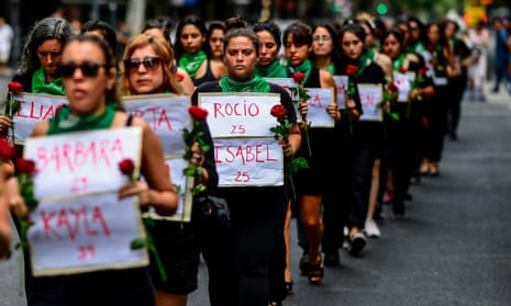 Women protest femicide in Buenos Aires, Argentina on International Women’s Day.