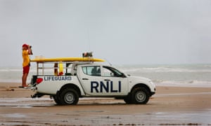 An RNLI lifeguard at Camber Sands